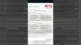 ptu academic calendar