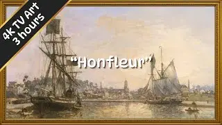 Harbor View of Honfleur in Gold Frame | 4K Classic Art for TV & Home Decor (No Sound)