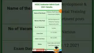 HSSC ITI Instructor Admit Card 2021 | HSSC Instructor Admit Card 2020 | #HSSC #ITI #Instructor
