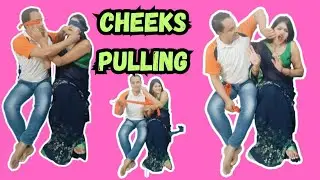#like cheeks pulling with blind fold challenge // cheeks pulling 