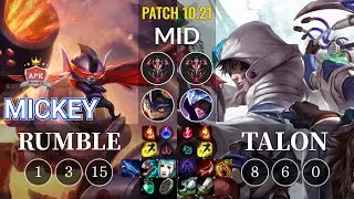 APK Mickey Rumble vs Talon Mid - KR Patch 10.21