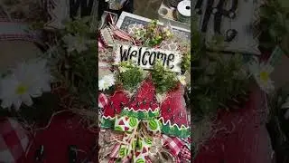 Hand painted watermelon wedges for a wreath sign attachment. Another Summer Wreath is finished 🍉☀️