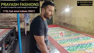 Handblock printing factory | screen printing factory | Zari Border Tussar Saree