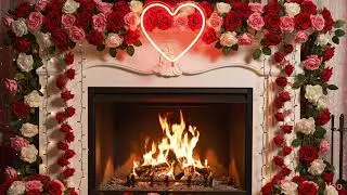 Valentine’s Day Romantic Fireplace ❤️ Cozy Love Music | 4K TV Screensaver for Couples