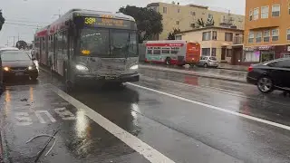 Full Route & New Announcements! SF Muni 2016 New Flyer XDE60 6718 on 38R Geary Rapid with Weird Sign