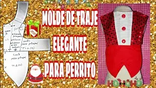 MOLDE SMOKING NAVIDEÑO PARA PERRITO - CAPA PARA PERRO