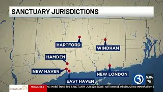 Connecticut cities labeled 