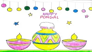 Makar Sankranti drawing🪁 | Pongal Drawing | Magh Bihu Drawing | Happy Pongal 🎈
