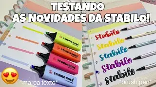 TESTANDO AS NOVIDADES DA STABILO (BRUSH PEN E CORES NOVAS DE MARCA TEXTO)/Estude com Camila