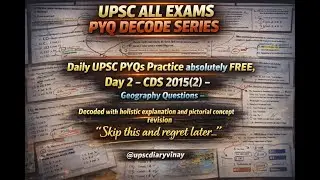 Day 2 UPSC PYQ Decode Series | CDS 2015(2) Geo.| Concepts, Elimination & Revision @upscdiaryvinay