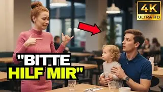 Armes, taubes Mädchen gibt einem Single-Vater Zeichen: „Er verfolgt mich ständig“ Geste überraschte.