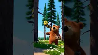 When a Bear Meets a Bee 🐻🐝  #cartoonshorts  #forestvlog #funnyvideo