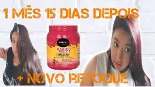 MÁSCARA MATIZADORA VERMELHA DA SALON LINE, RETOQUE DEPOIS DE 1 MÊS E 15 DIAS.