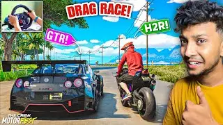 NISSAN GTR Vs KAWASAKI NINJA H2R! 😱 The Crew Motorfest | LOGITECH G29