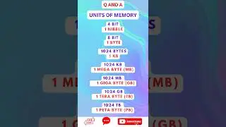 Units of Memory.#microsoft #reels #memory #computer #storage #shorts #ytshorts #short #reels #qanda