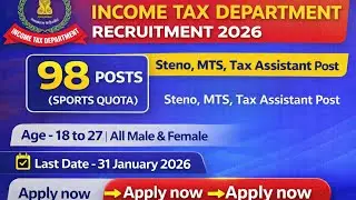 Income tax department Recruitment 2026 | Income tax department Steno, MTS, Tax Assistant,vacancy2026