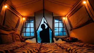 Спокойный кемпинг под лёгким дождём 🌧️ Комфорт роскошной палатки и уют