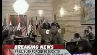 Bush Shoe Incident - 2 shoes thrown at President Bush during press conference in Iraq