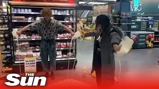 Milk pour: Animal Rebellion mob dumps milk over shops floors and counters