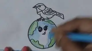 World Sparrow Day Drawing /Sparrow Day Drawing Easy /World Sparrow Day Poster /Save Sparrows Drawing