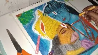 Hanuman Ji with Ram Ji Drawing 😍,Toturial video,Oil Pastels