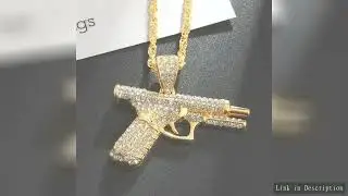 Bling Iced Out Pistol Pendant Submachine Gun Necklace Men Personality Hip Hop Rock Punk Cool Street