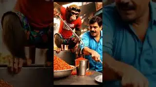 Spicy Golgappa Challenge! 🥵 Monkey Vs Public Prank! 😂 #Shorts