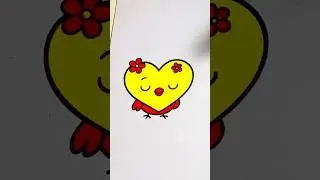 Pretty Chick Heart Coloring 🐥💛❤️ Relaxing ASMR Marker Sounds #satisfying #asmr #coloring