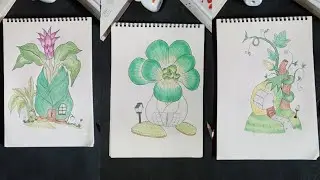 3 ideas for drawing fantasy houses from plants