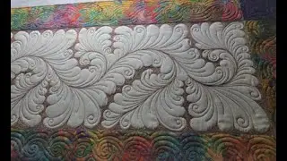 Thread Painting Batik Runner Feathers Table Runner Free Motion Longarm Quilting