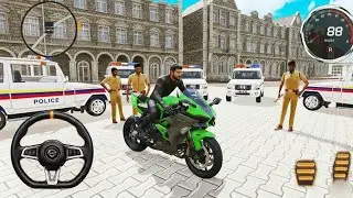 Indian theif aura simulator - Ninza H2R Riding Game - Franklin and police fight - Indian Car -Part 7