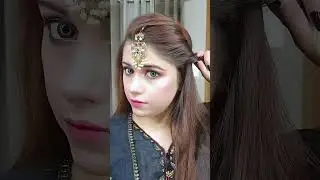 Wedding side puff with mang tikka hairstyle ✅ #shorts #youtubeshorts #hairstyle