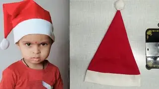 How to make Santa Claus cap🎅||Santa cap making at home||Easy to make Santa hat.