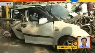 see the visuals of car accident at surat | Zee24Kalak