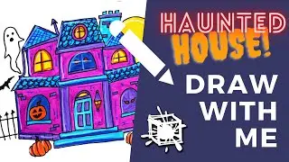 HOW TO DRAW A SPOOKY HAUNTED HOUSE // step by step for kids