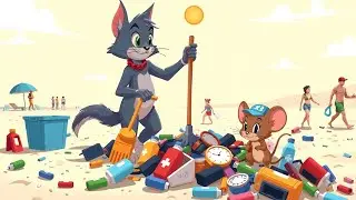 Tom and Jerry's Beach Cleanup Adventure