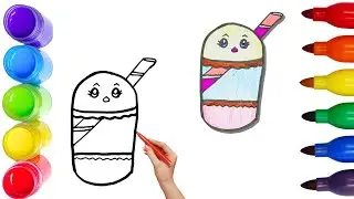 How To Draw cute Juice Drawing, Painting & Coloring For Kids and Toddlers_ Child Art 🐋🌈🎨