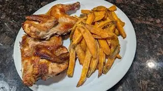 Air Fryer Cornish Hens & Sweet Potato Fries 🍗🍟 | Asian Style 