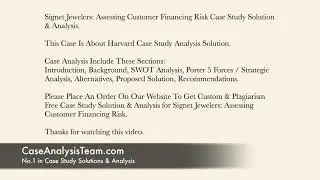 Signet Jewelers Assessing Customer Financing Risk Case Study Solution & Analysis