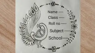 Peacock border design for project | Beautiful pencil border design | peacock drawing border design 