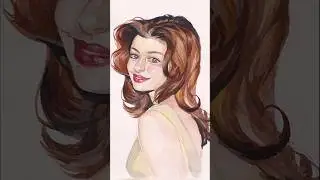 Painting Anne Hathaway (again!) 🌸 Full tutorial on my Patreon 🥰 #art #watercolor