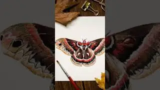 Moth Painting w/ Watercolor Pencil #watercolorpainting #shorts #artshorts #painting