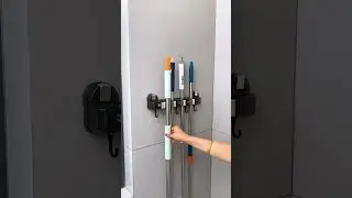 Mop and Broom Holder, Wall Mounted Organizer Mop and Broom Storage Tool Rack. Link in Description.