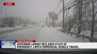 Gov. Ned Lamont urges people to 'just stay home' as he greets CT DOT workers in Darien