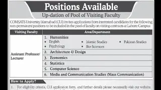 Good opportunity | Lecturer Jobs | COMSATS