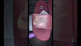 Nike Benassi Shadowberry JDI Slides with Swarovski