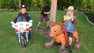 Robber Takes Our Money!! Kid Police Sheriff Saves the Day!