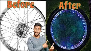 how to make a tyre wheel 🛞 decoration   light at home ll recycle wheel 🛞 convert into unic light