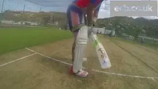 England batsman Ian Bell at the crease - GoPro on middle stump