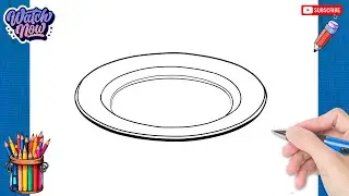 How to draw Plate - Kitchen Utensils Drawing